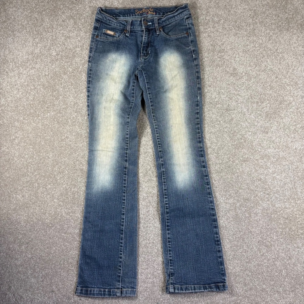 Southpole Jeans Womens 2 Junior 3 Blue Bootcut Denim Y2K Low Rise Sandblasted